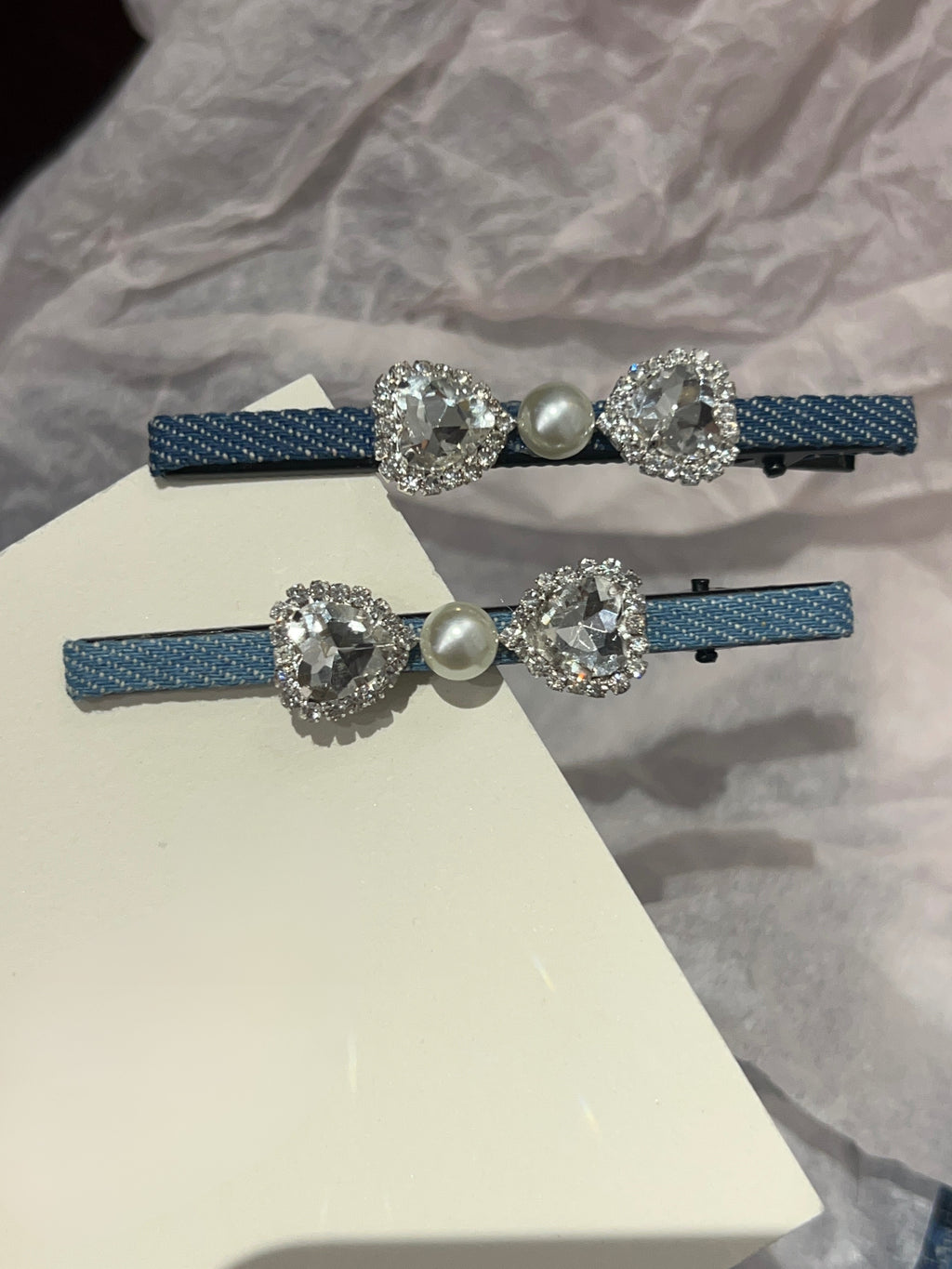 Pince à cheveux en jean Swarovski