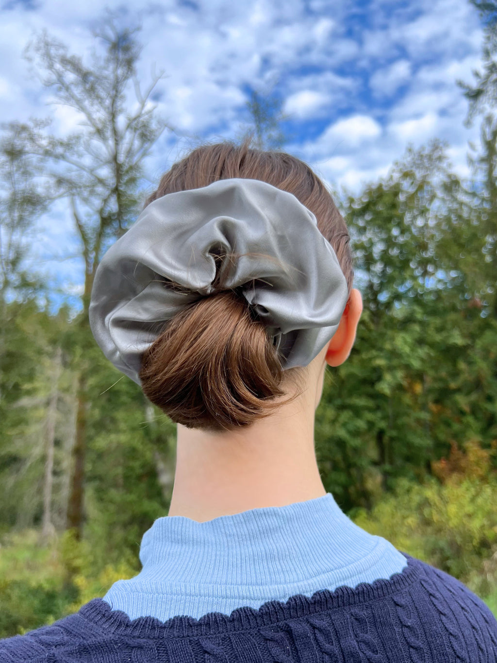 X-Large Dahlia Mulberry Silk Scrunchies