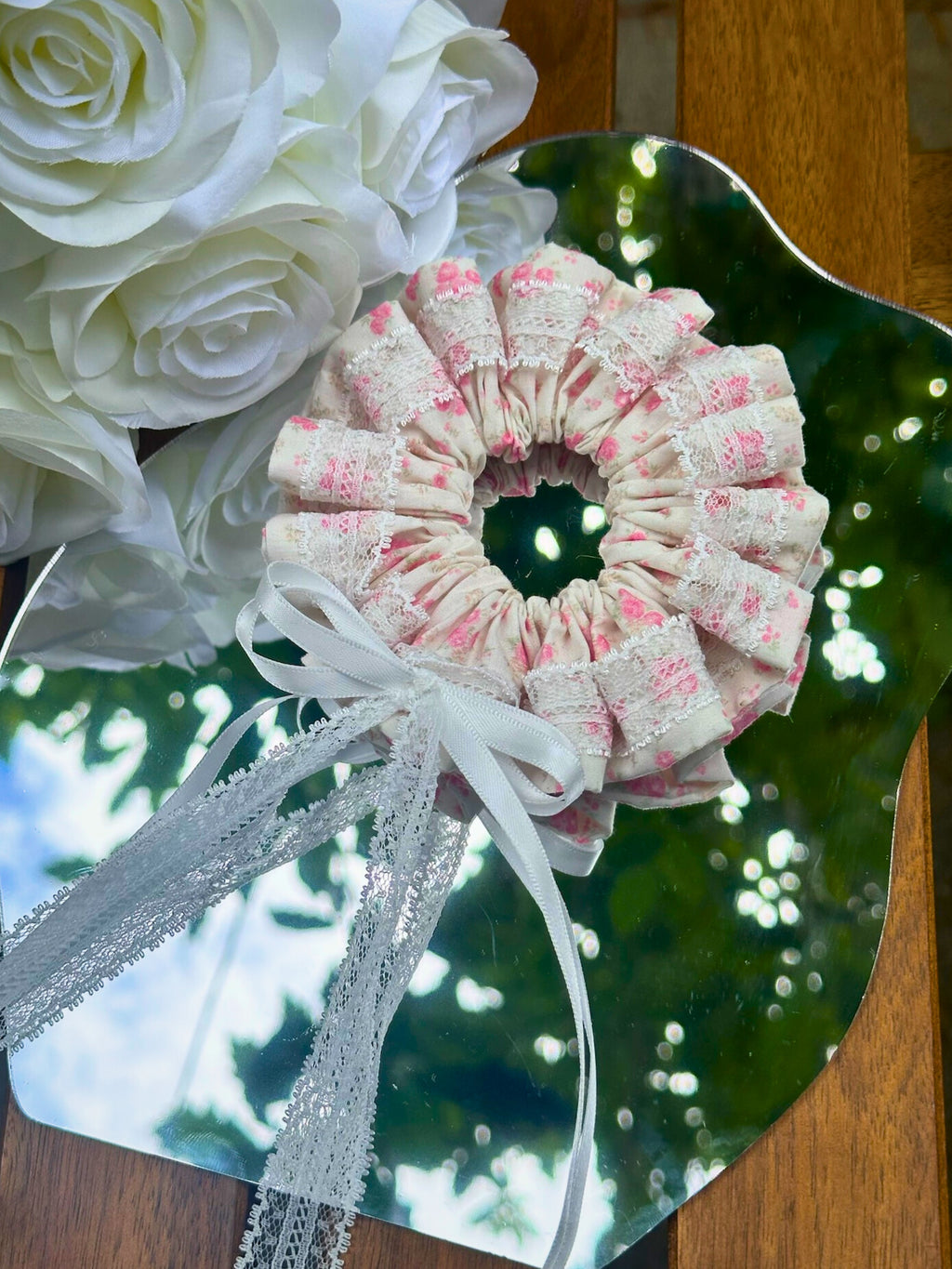 Laced Floral Scrunchies with Ribbon Bow