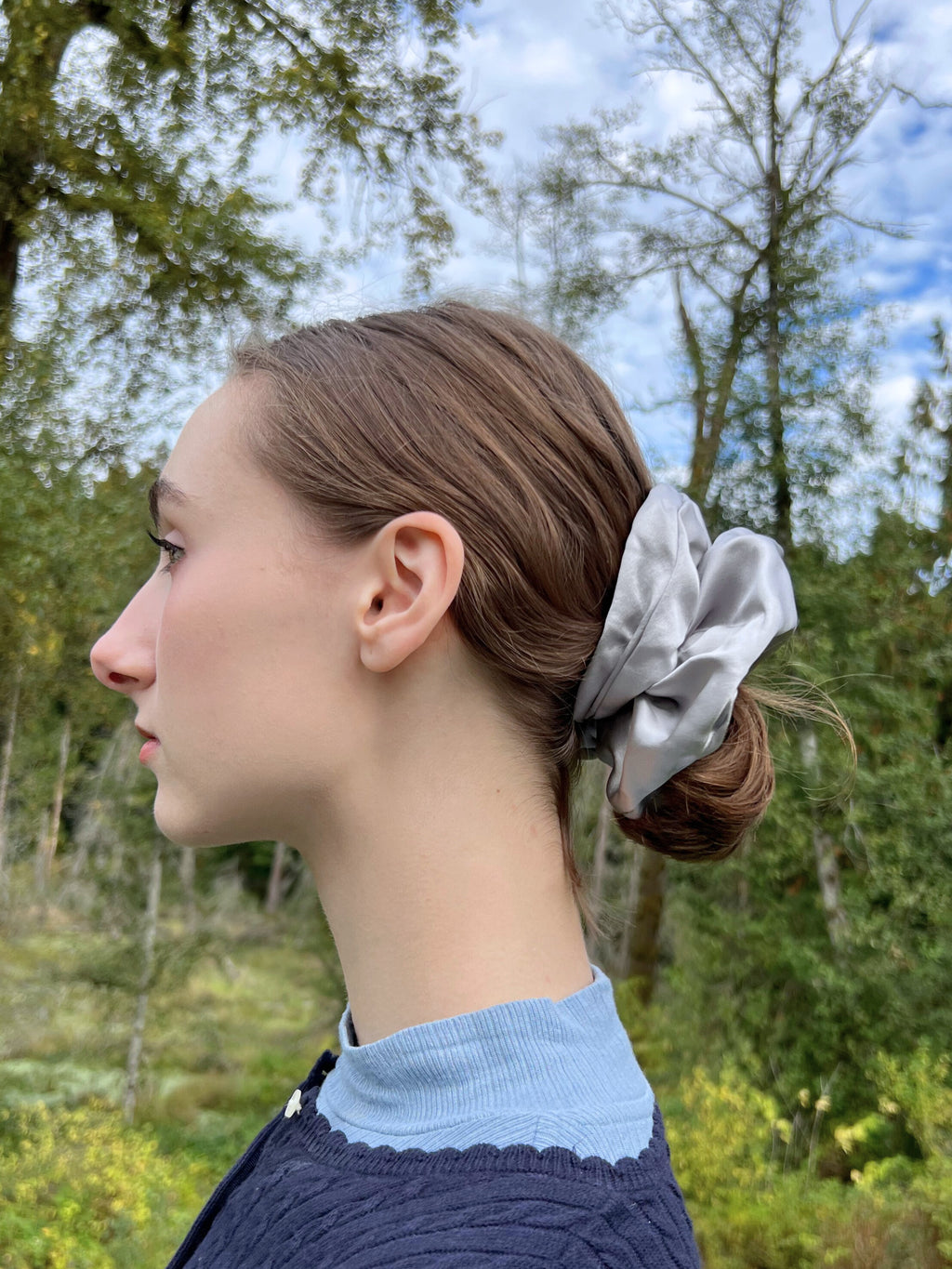 X-Large Dahlia Mulberry Silk Scrunchies