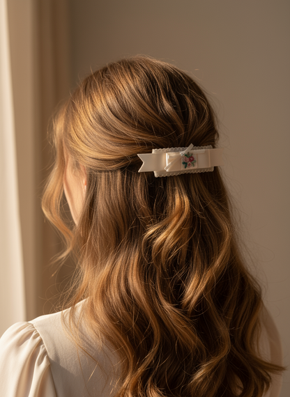Hibiscus Embroidery Lace Flat Bow