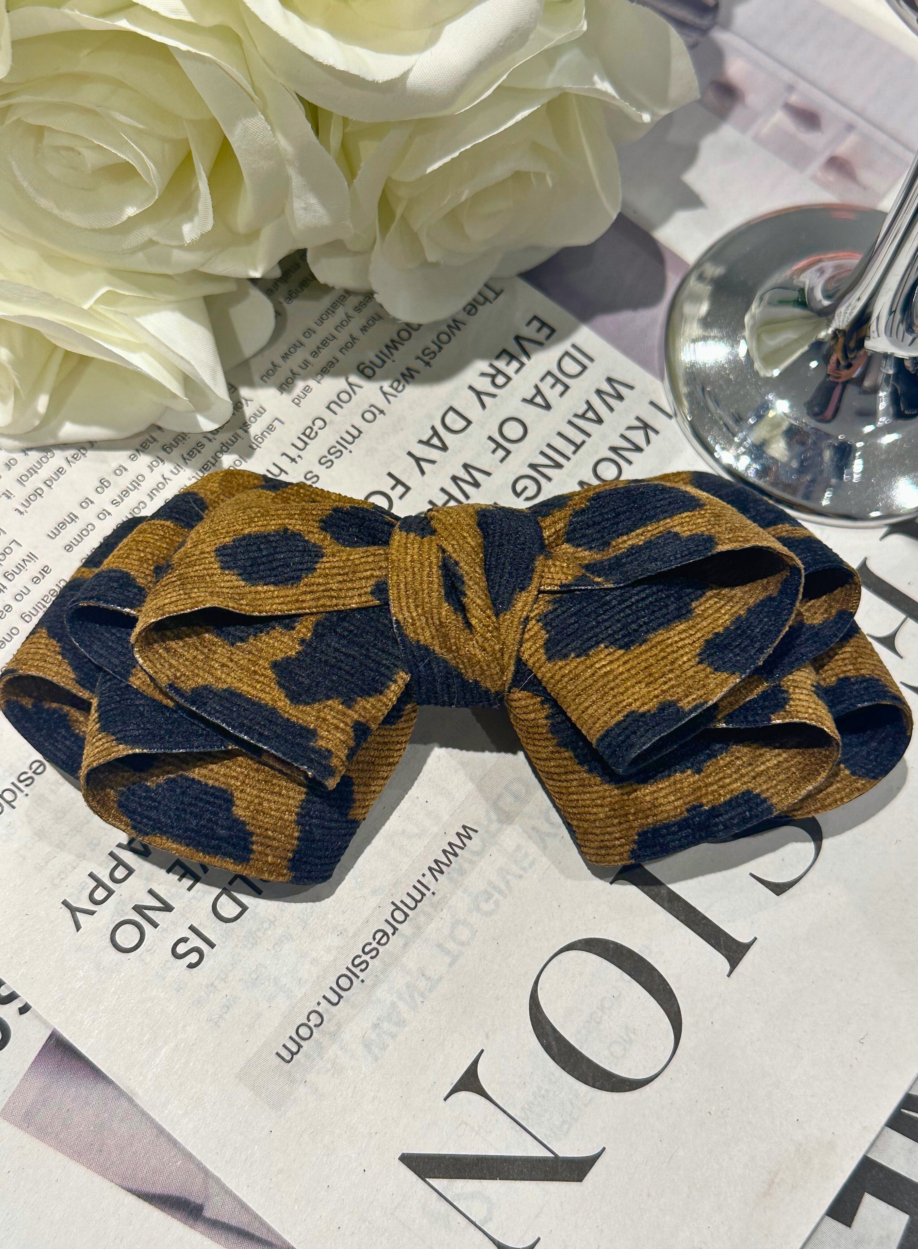 Leopard Layered Bow Barrette