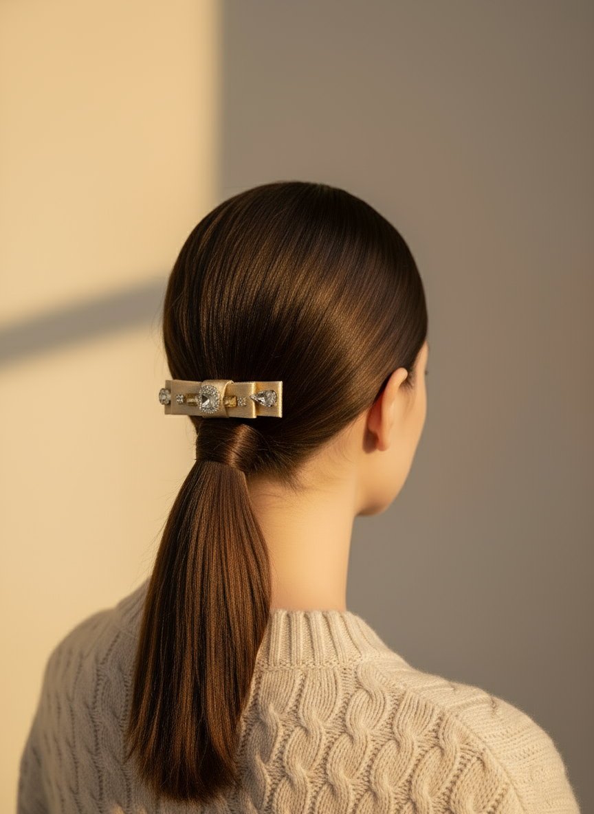 Goldie Bejewelled Flat Bow