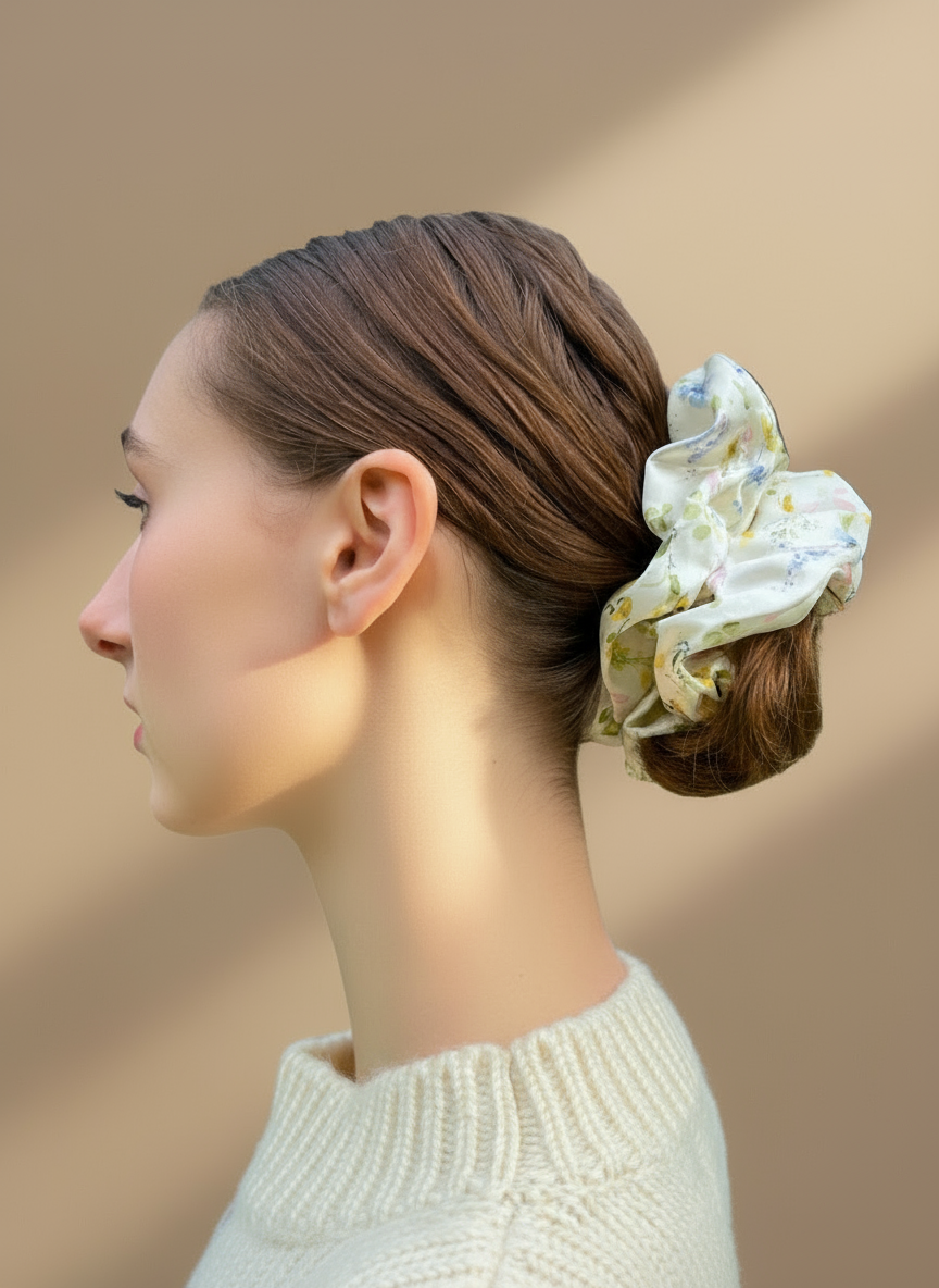 Secret Garden Mulberry Silk Scrunchie