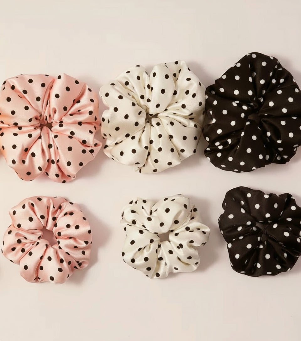 X-Large Dahlia Polka Dots Scrunchies