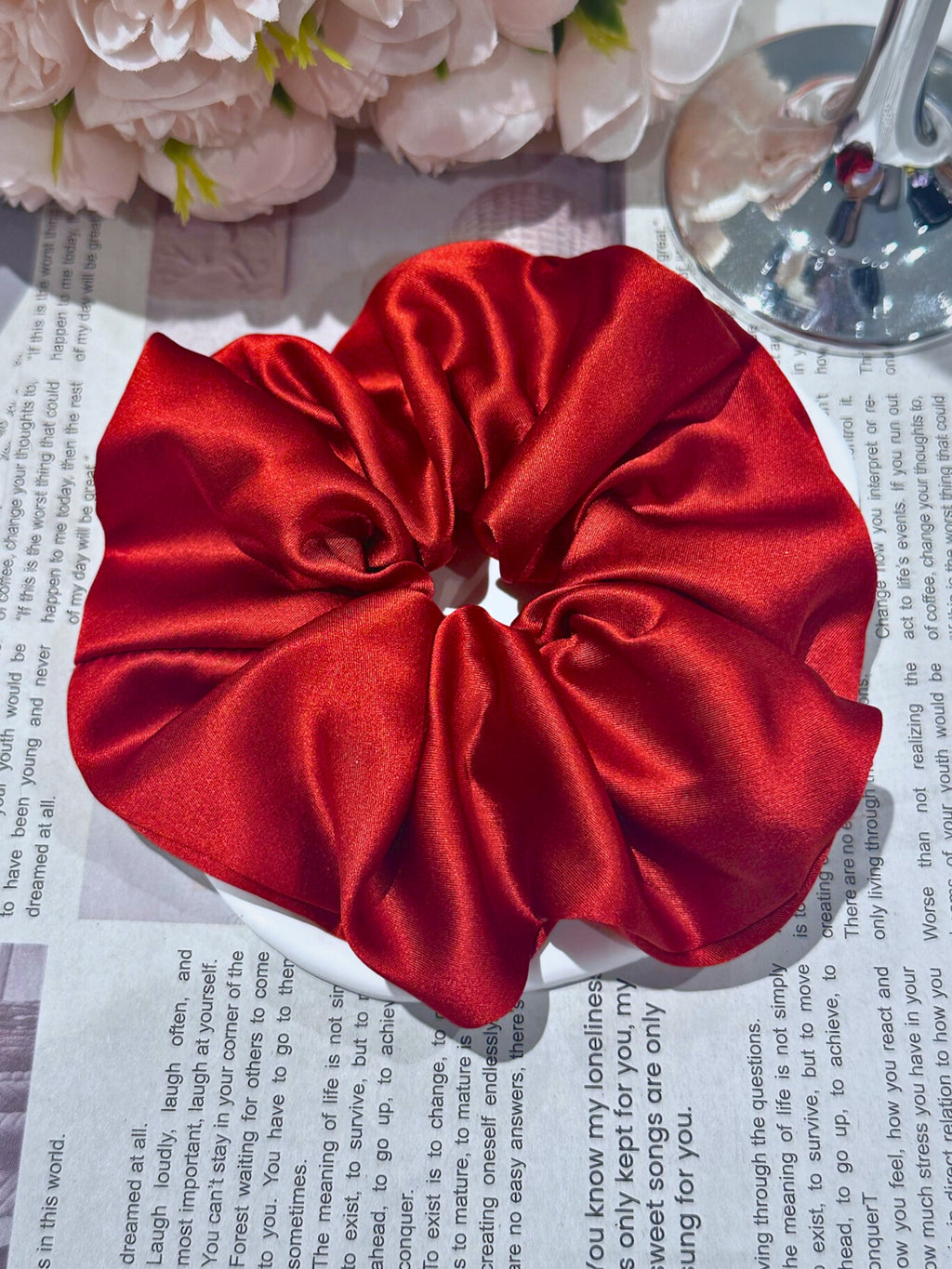 X-Large Dahlia Mulberry Silk Scrunchies