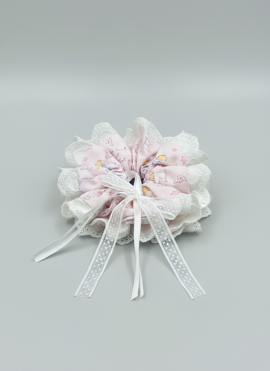 Laced Floral Scrunchies with Ribbon Bow