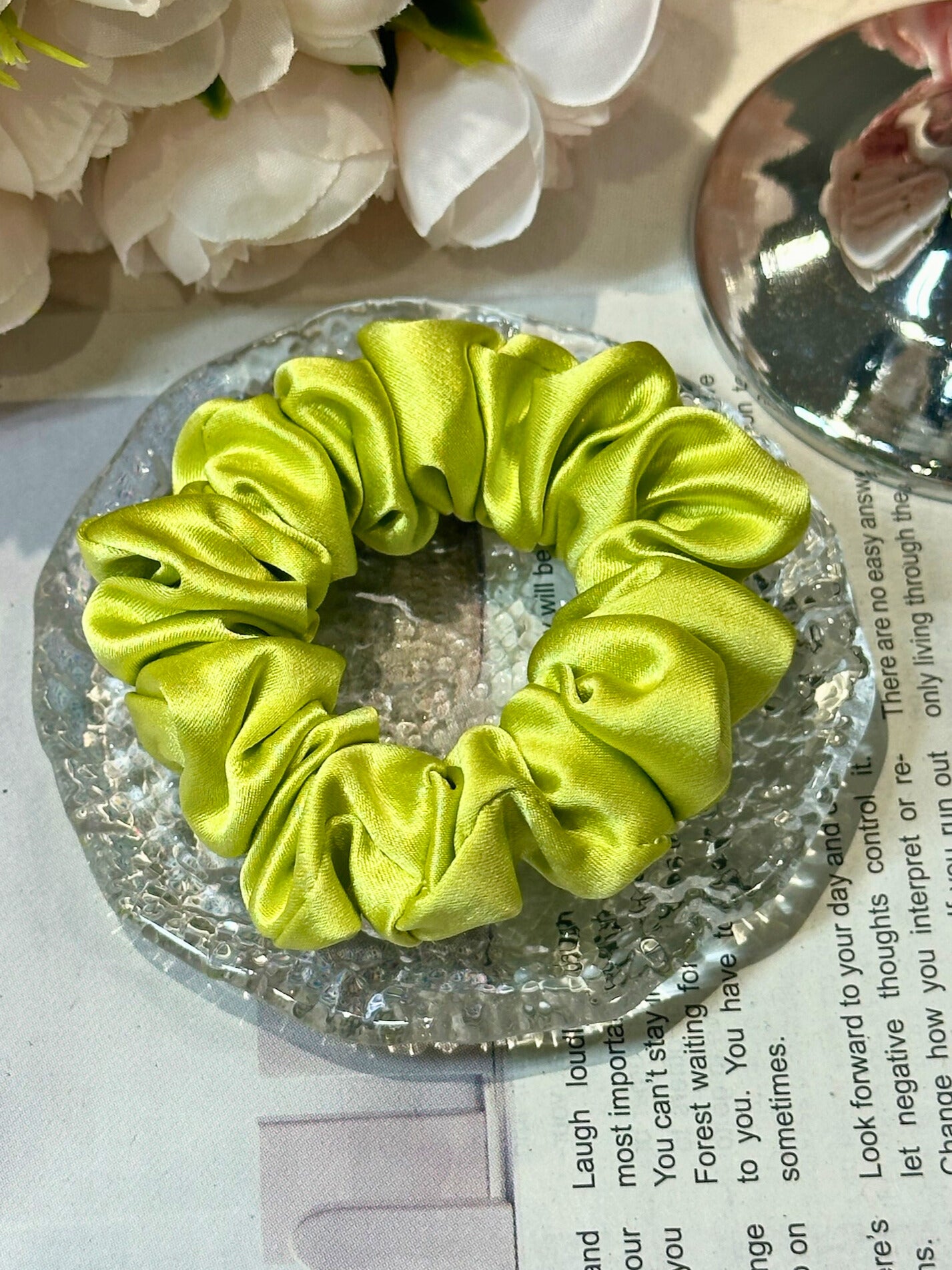Small Dahlia Mulberry Silk Scrunchies
