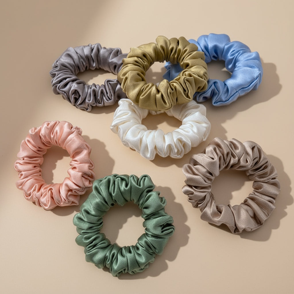 Small Dahlia Mulberry Silk Scrunchies