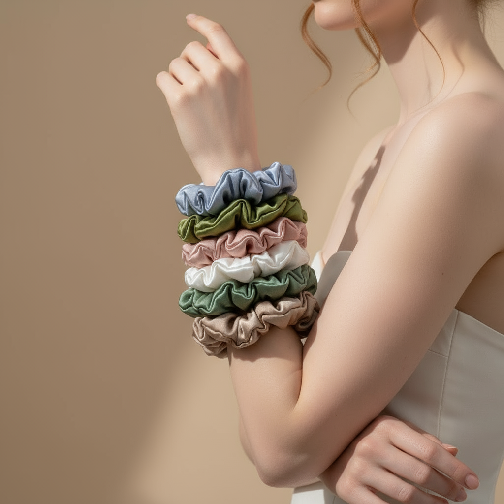 Small Dahlia Mulberry Silk Scrunchies