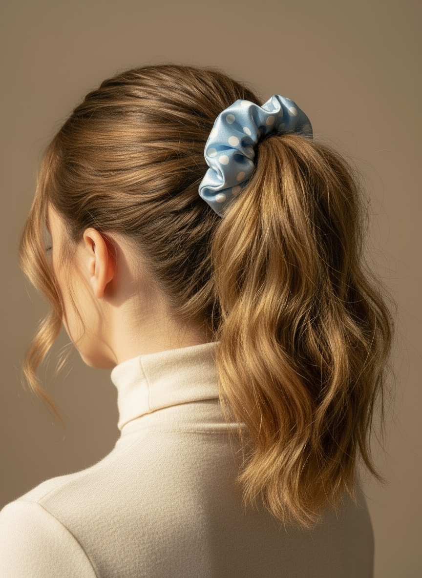 Small Dahlia Polka Mulberry Silk Scrunchies