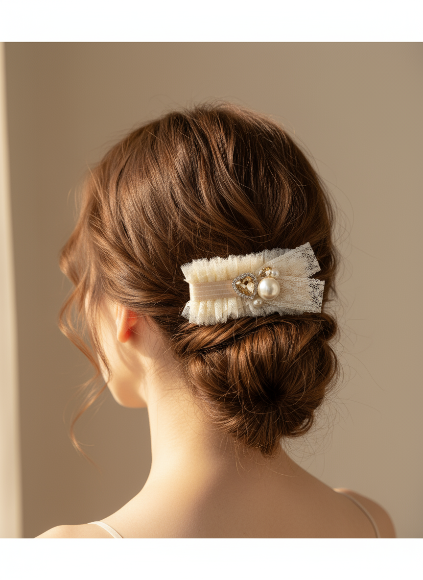 Julianne Ruffled Lace Flat Bow