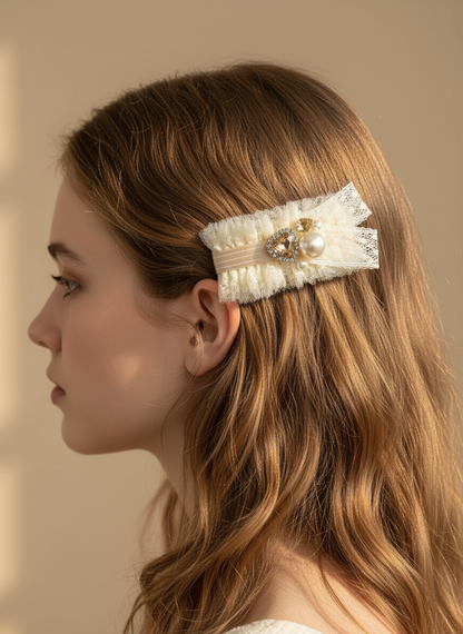 Julianne Ruffled Lace Flat Bow