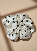 Large Dahlia Polka Mulberry Silk Scrunchies