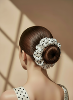 Large Dahlia Polka Mulberry Silk Scrunchies