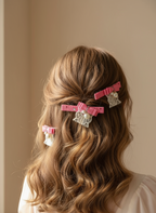Flamingo Crisscross Bow Clip