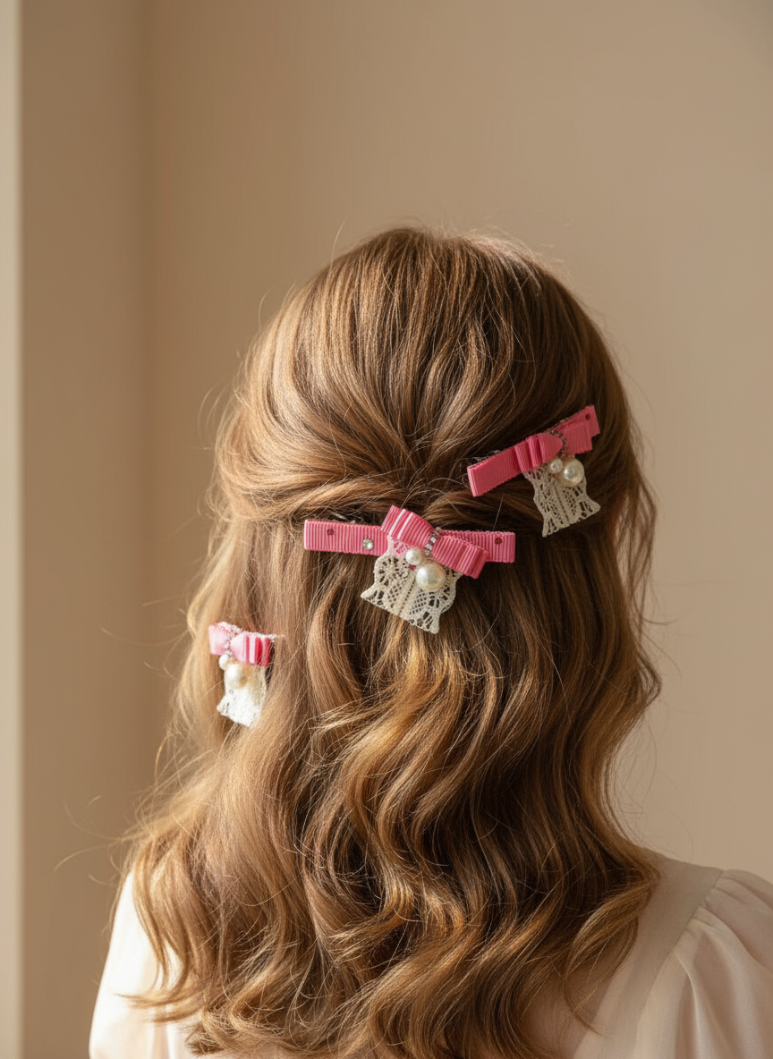 Flamingo Crisscross Bow Clip