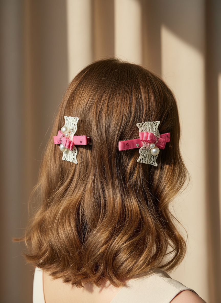 Flamingo Crisscross Bow Clip