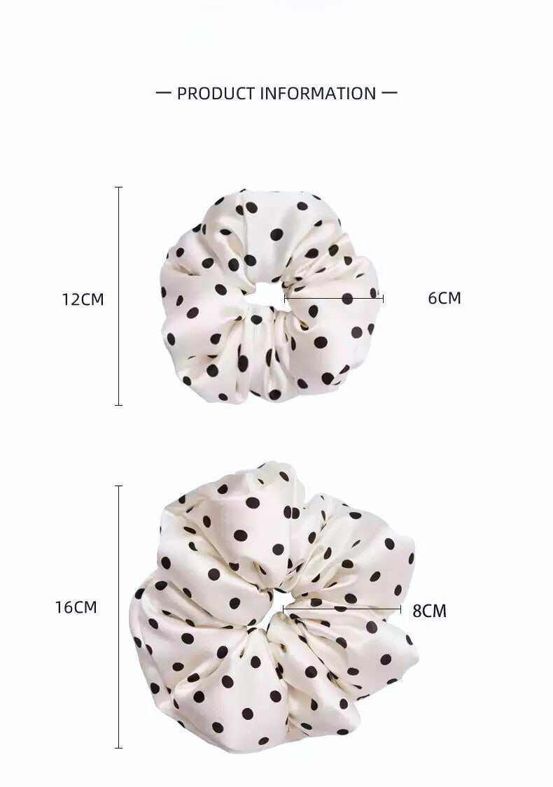 Large Dahlia Polka Mulberry Silk Scrunchies
