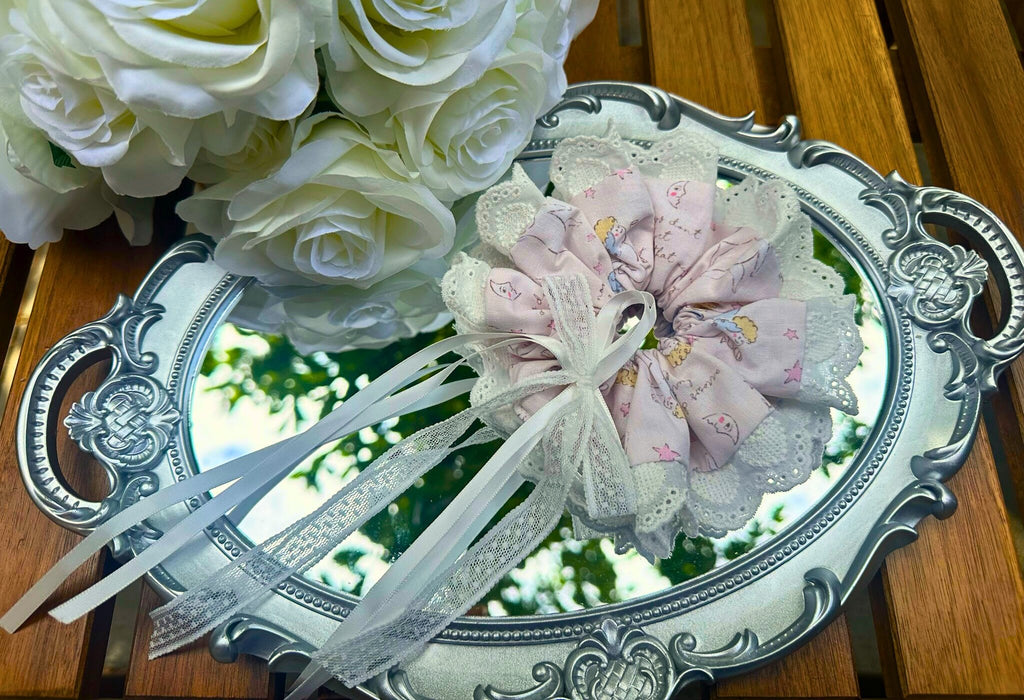 Laced Floral Scrunchies with Ribbon Bow