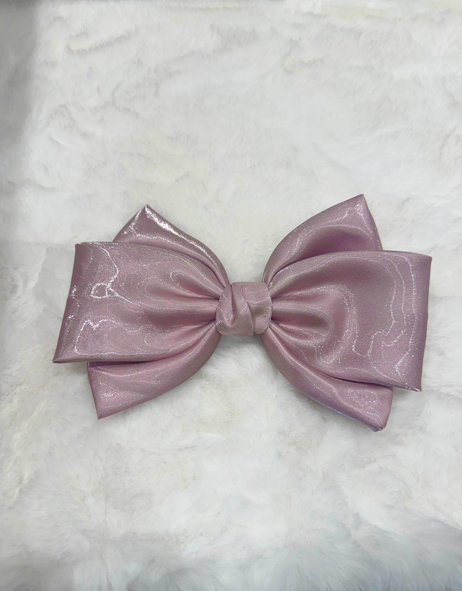 Barrette XL à nœud en satin rose mauve