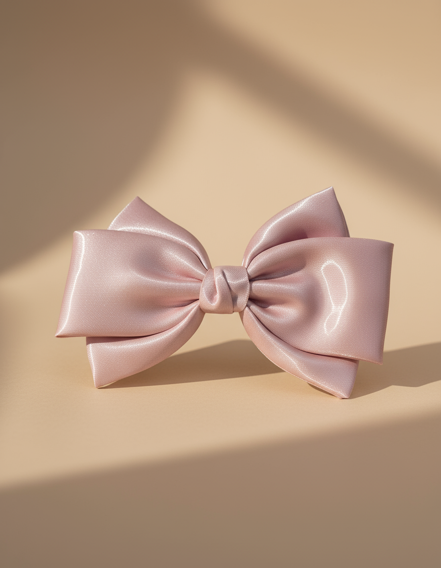 Barrette XL à nœud en satin rose mauve