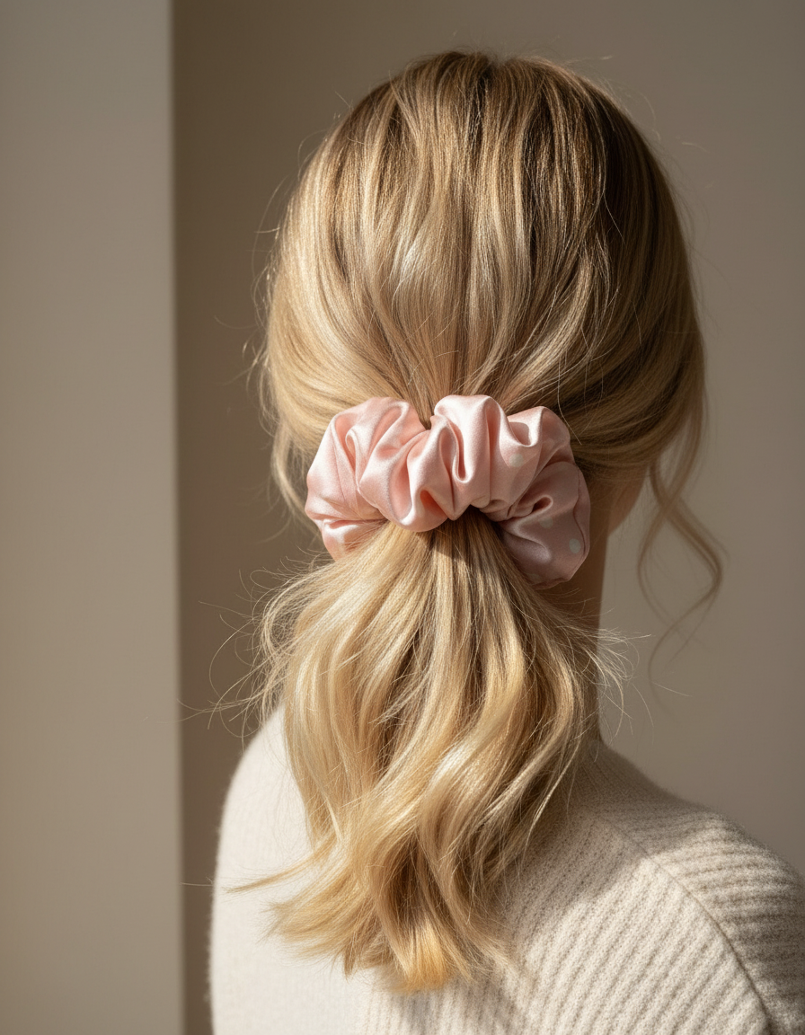 X-Large Dahlia Polka Dots Scrunchies