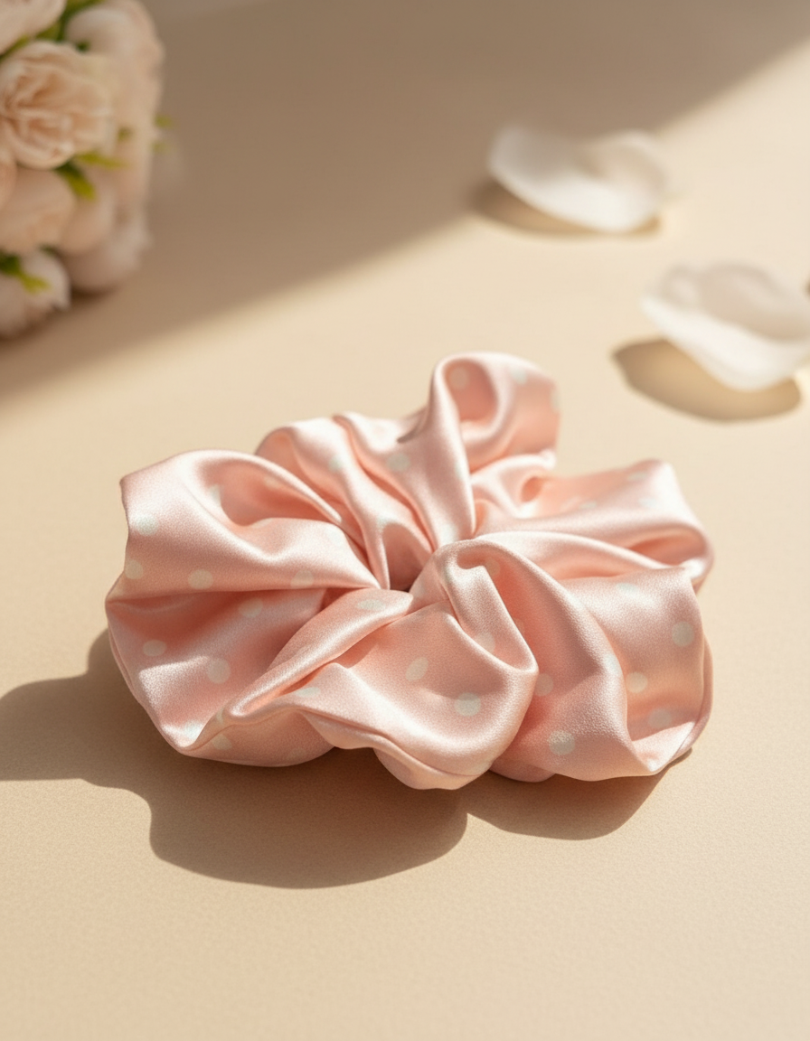 X-Large Dahlia Polka Dots Scrunchies