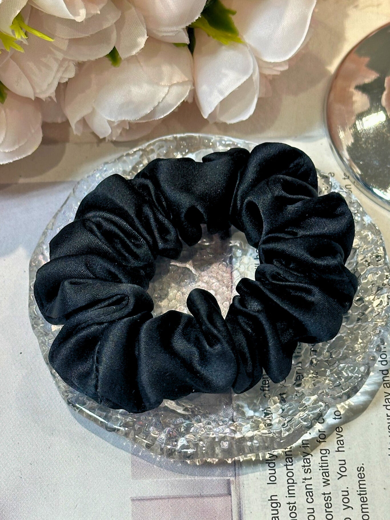 Small Dahlia Mulberry Silk Scrunchies