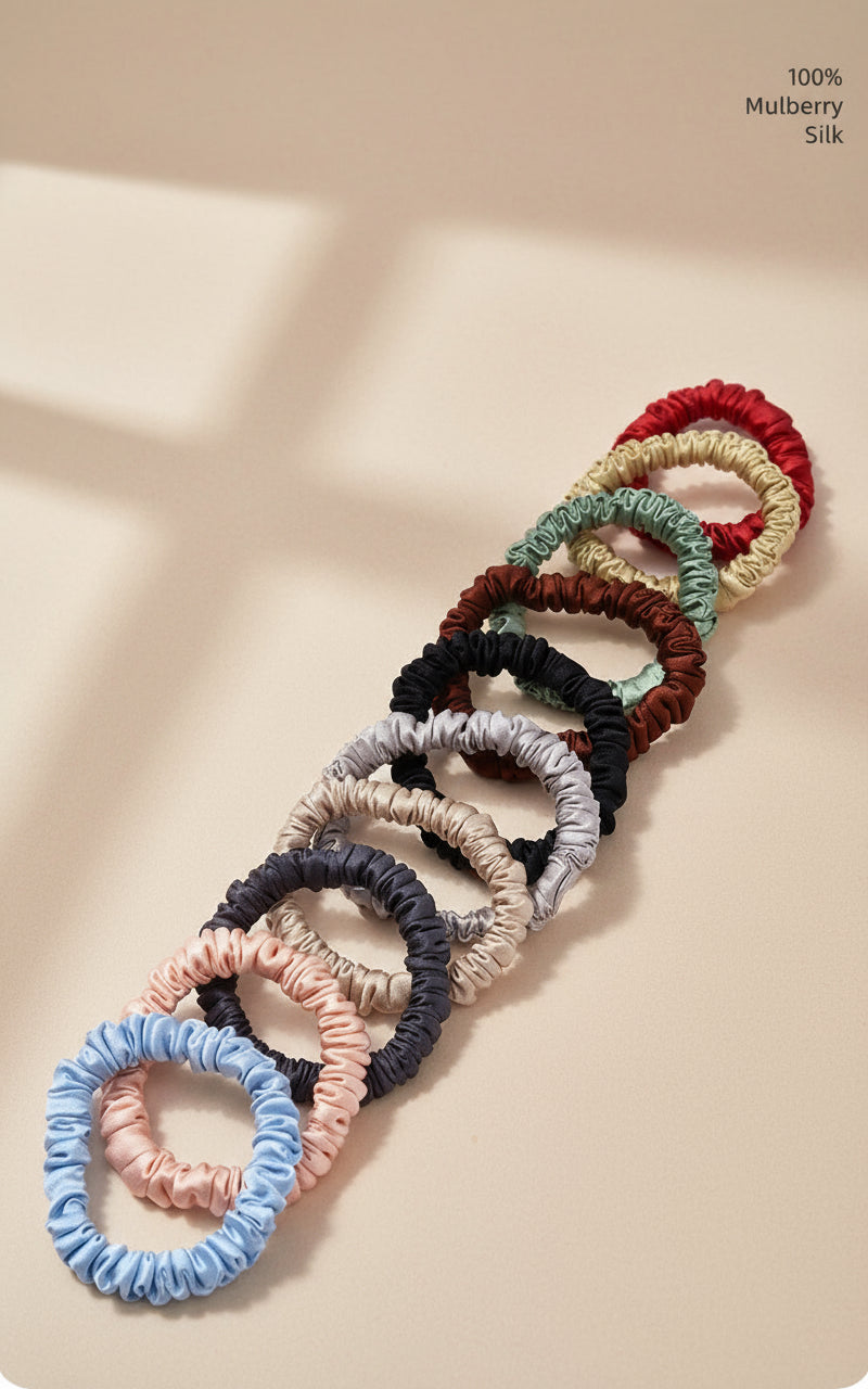 XS Dahlia mulberry Silk Scrunchies