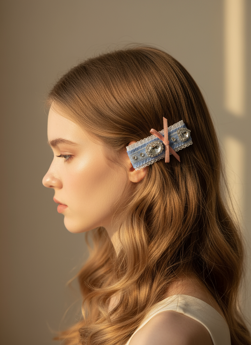 Lindsay 2 Tone Bejewelled Flat Bow