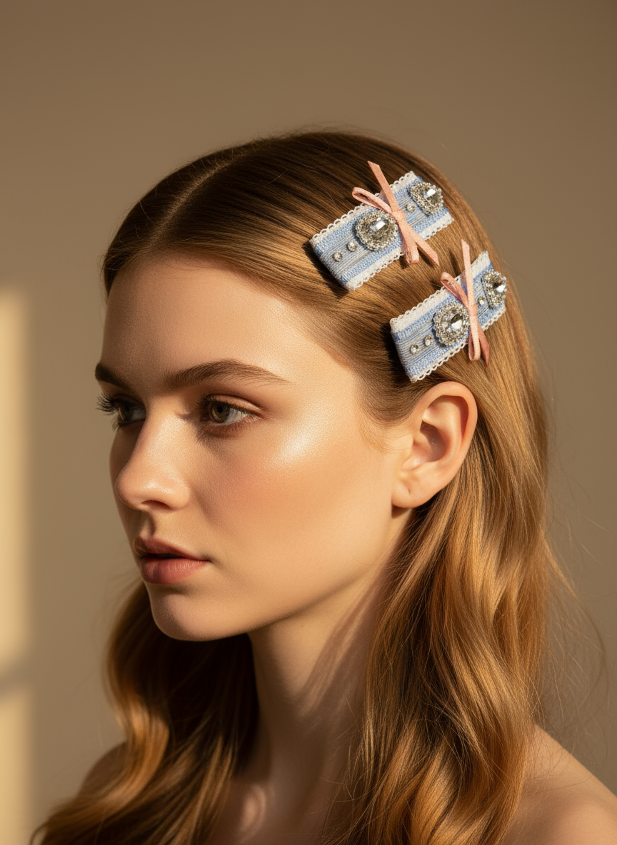 Lindsay 2 Tone Bejewelled Flat Bow