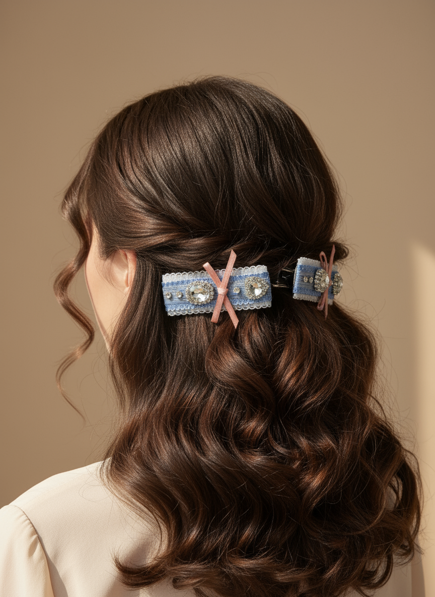 Lindsay 2 Tone Bejewelled Flat Bow