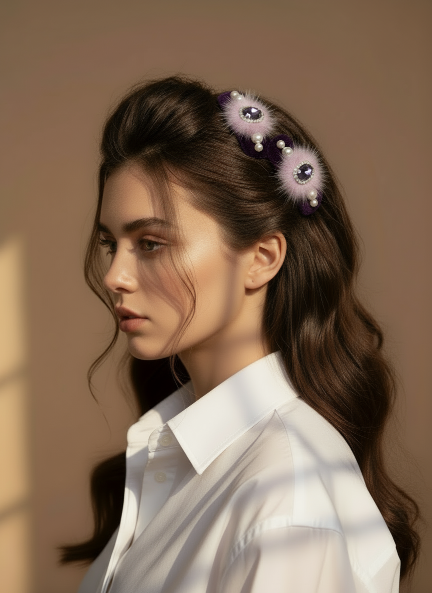 Nikki Pom Pom Velvet Bow