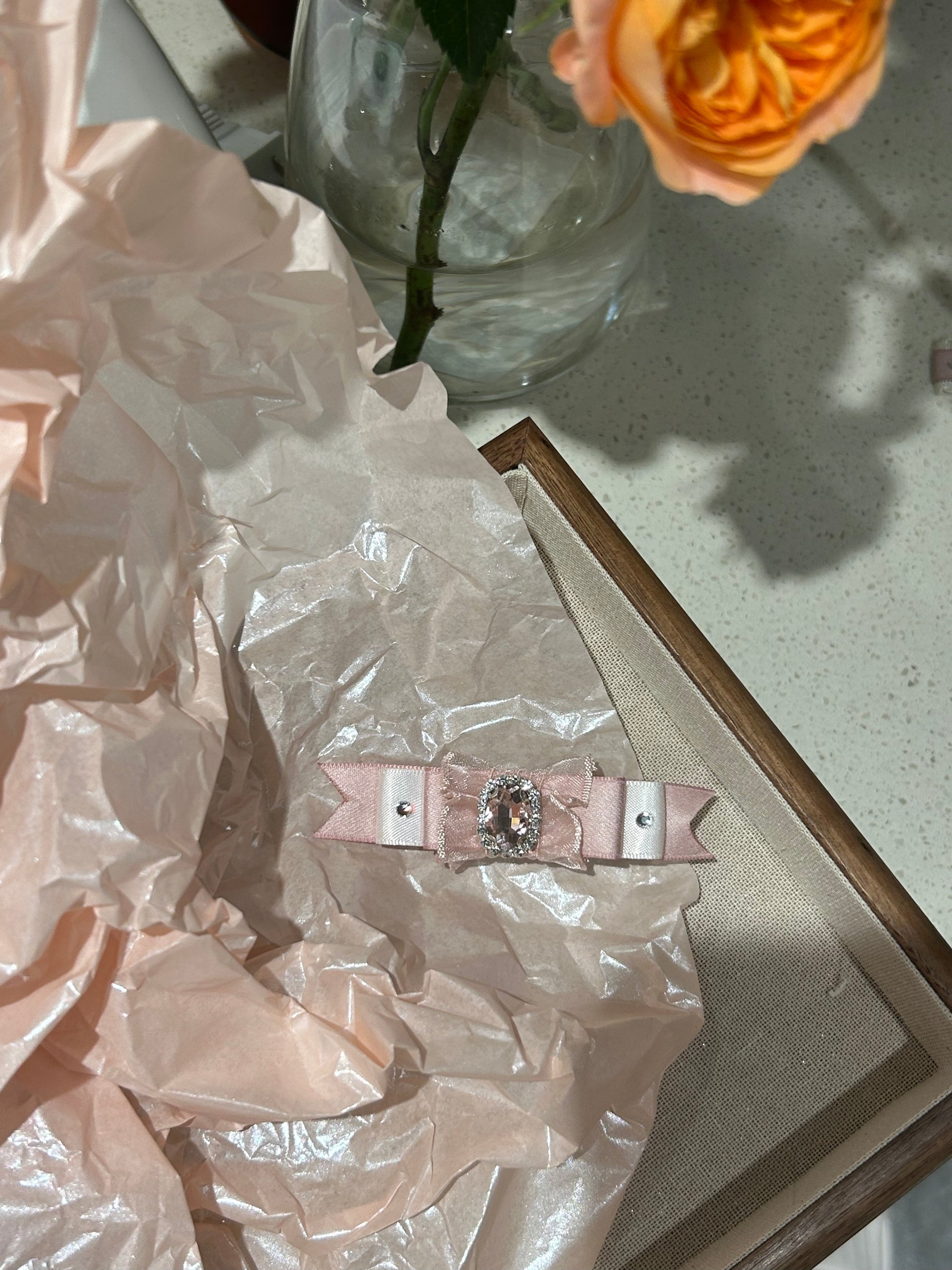 Nœud plat en organza bicolore Jade