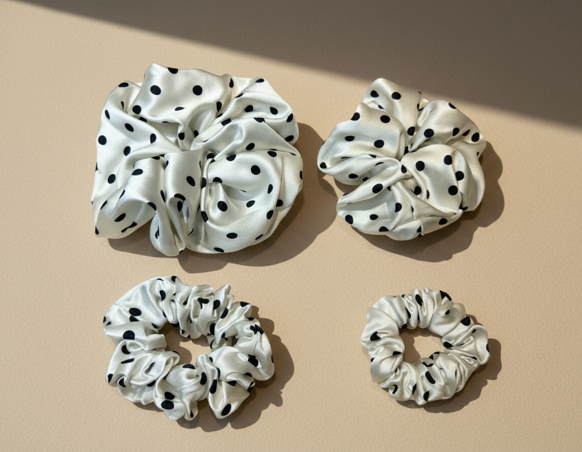 Dahlia Mulberry Silk Scrunchies Package