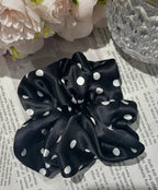 Large Dahlia Polka Mulberry Silk Scrunchies