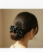 Large Dahlia Polka Mulberry Silk Scrunchies