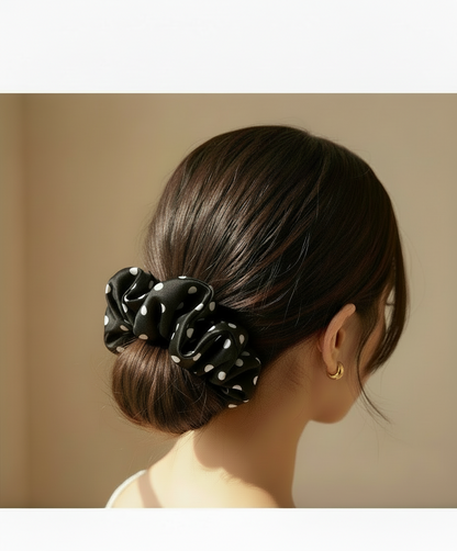 Large Dahlia Polka Mulberry Silk Scrunchies