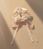 Satin Blush Floral Scrunchies  with Ribbon