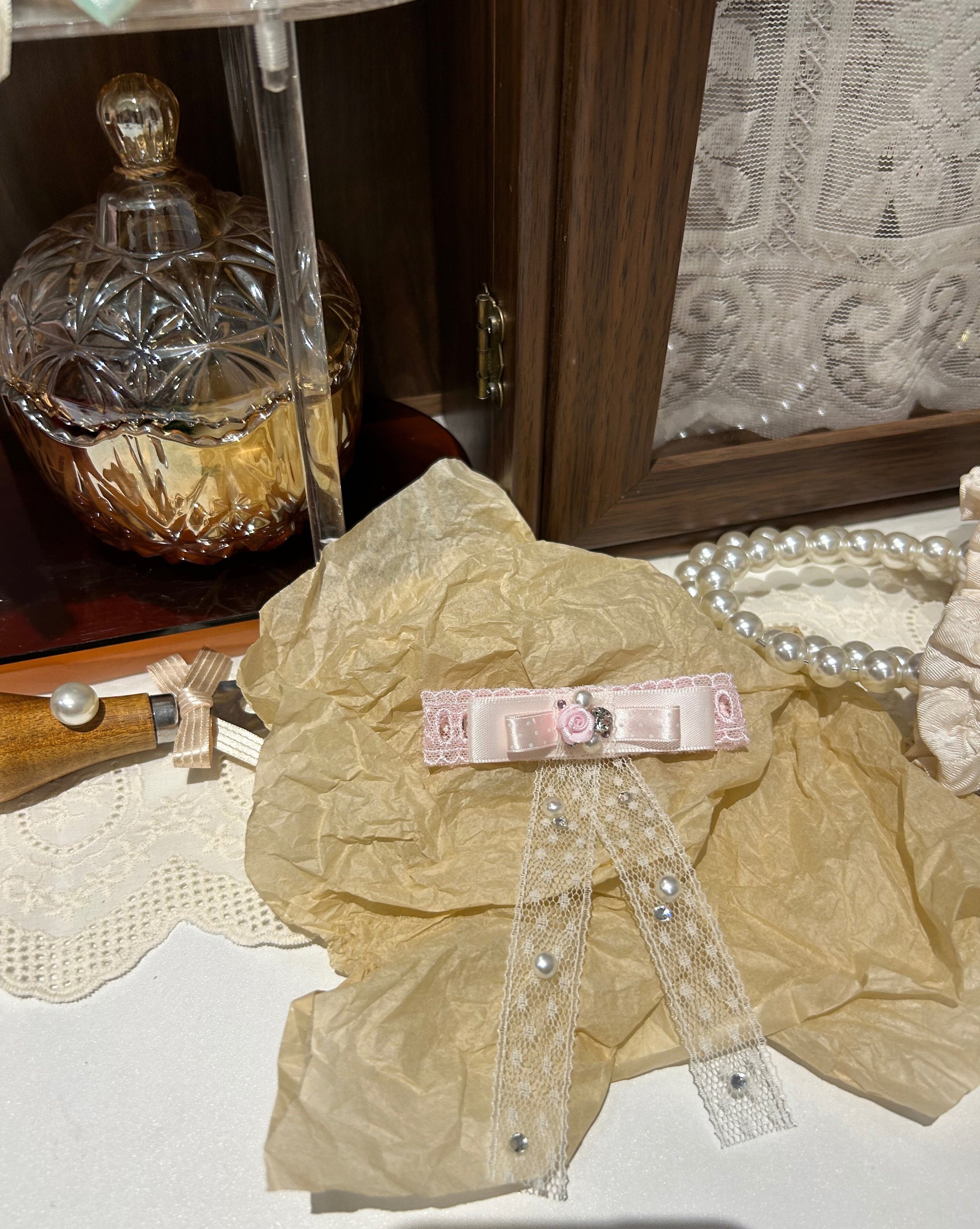 Hazel Fleur Bejewelled Lace Bow