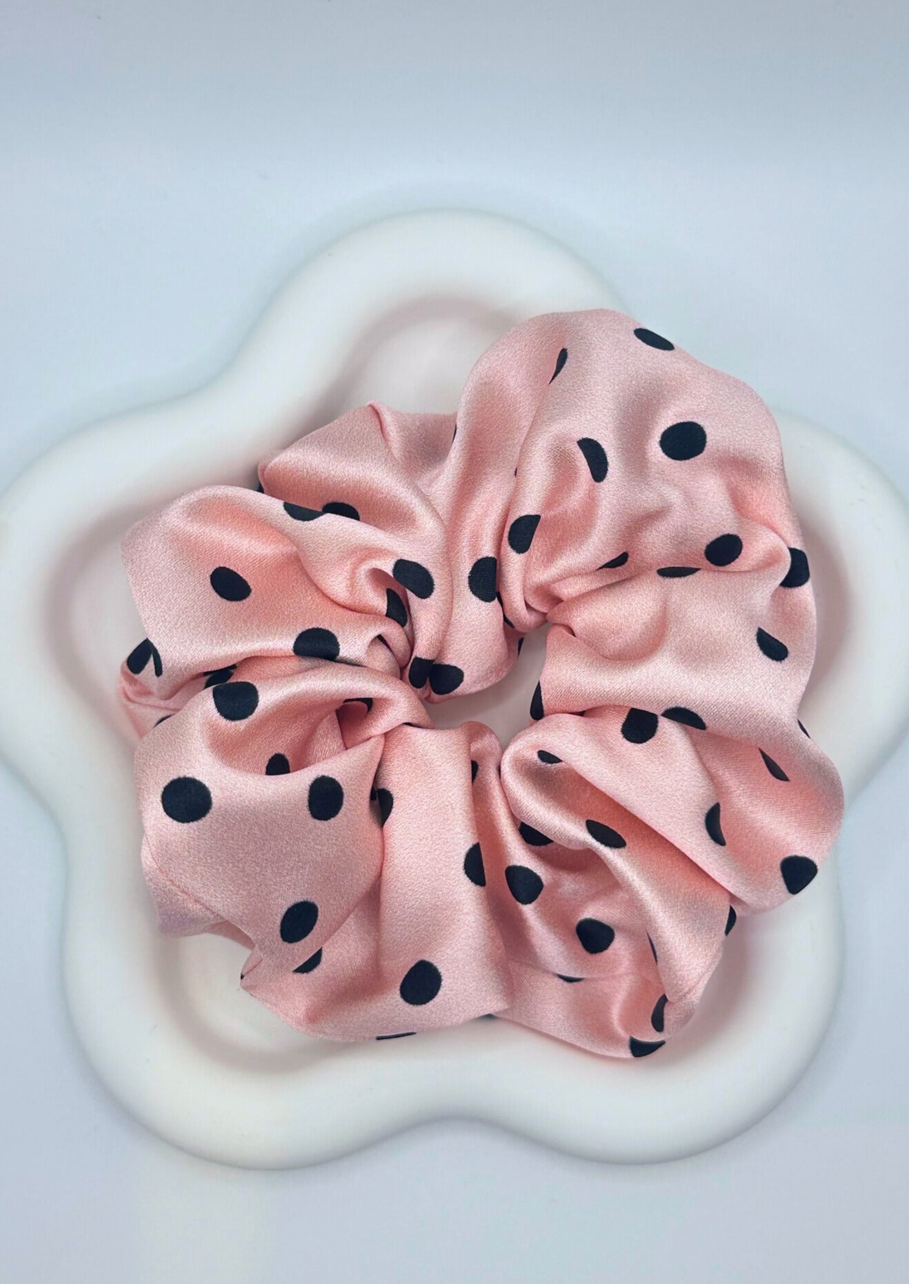 Large Dahlia Polka Mulberry Silk Scrunchies