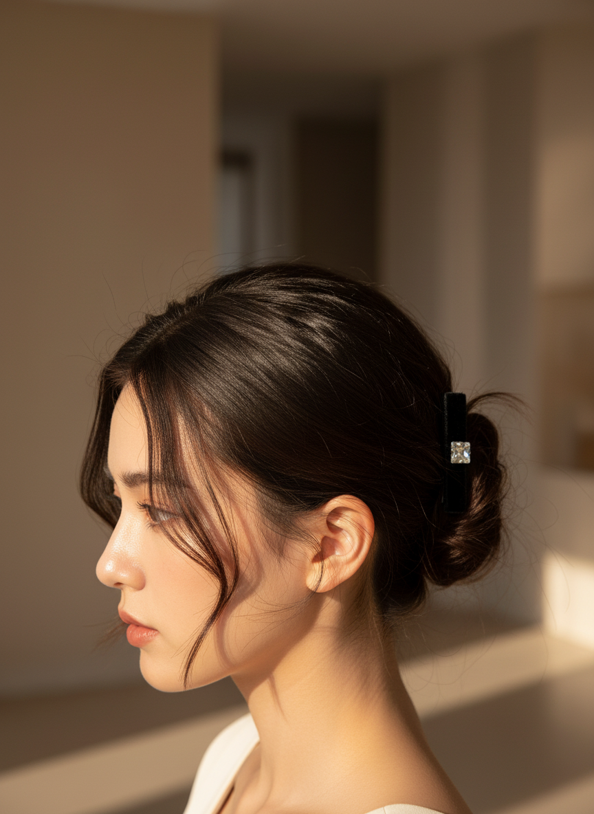 Honey Velvet Slim Bow Clip