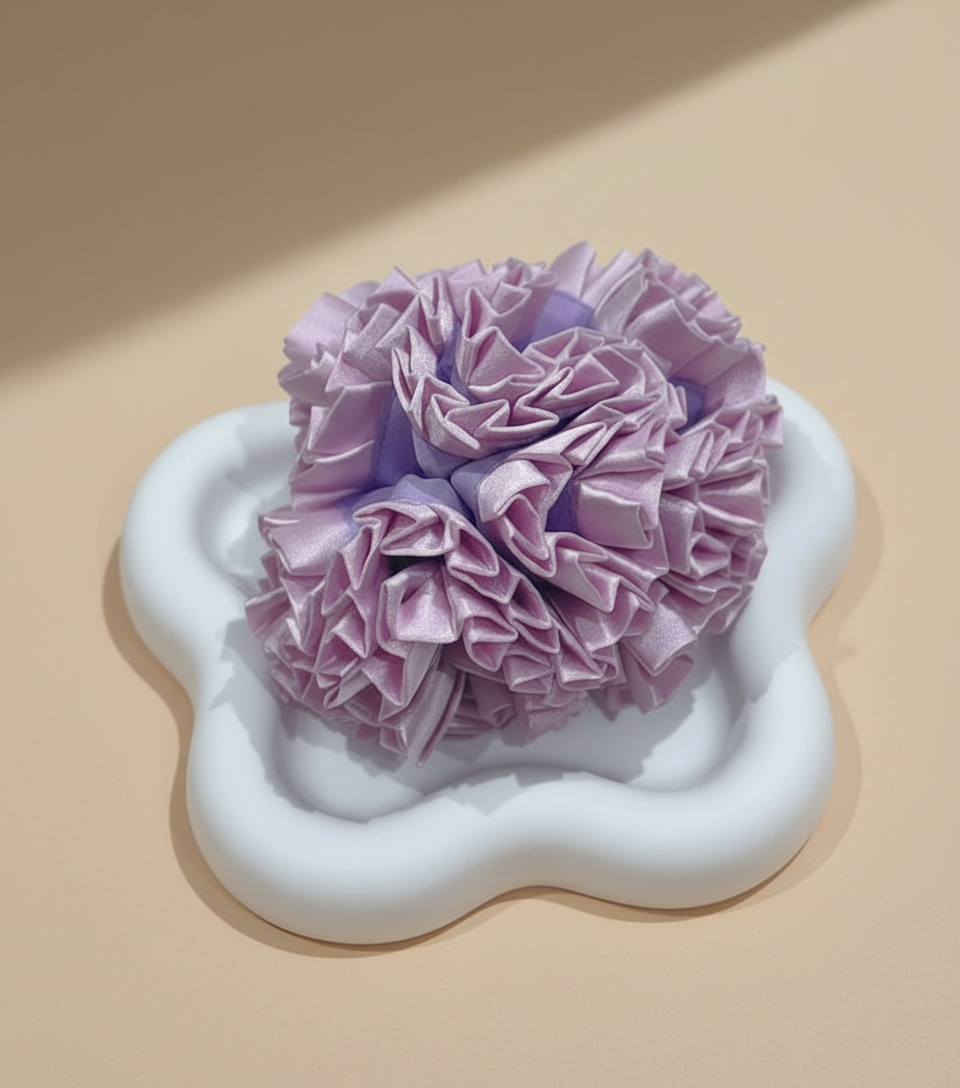 粉色缎面牡丹发带