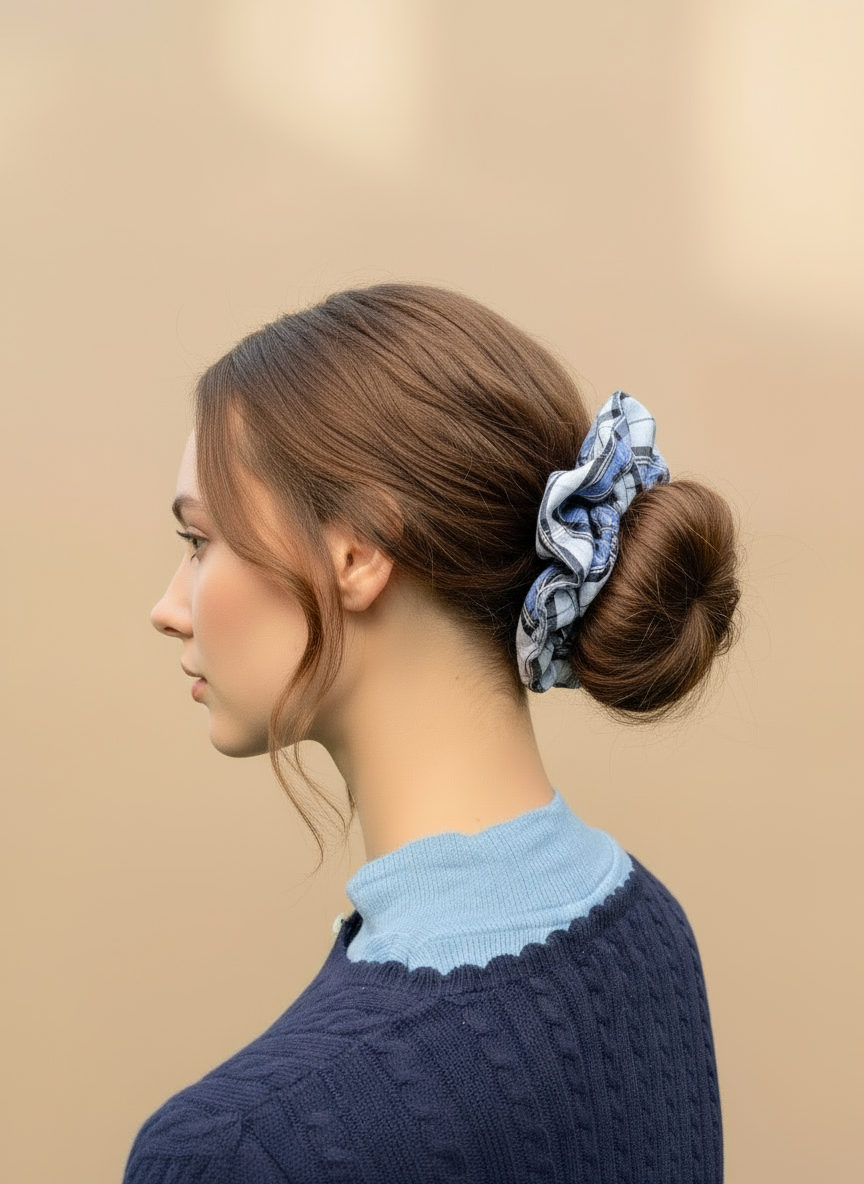 XL Blue Gingham Scrunchies