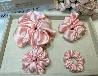 Dahlia Mulberry Silk Scrunchies Package
