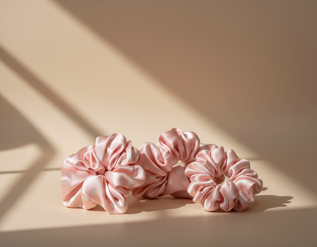 Dahlia Mulberry Silk Scrunchies Package