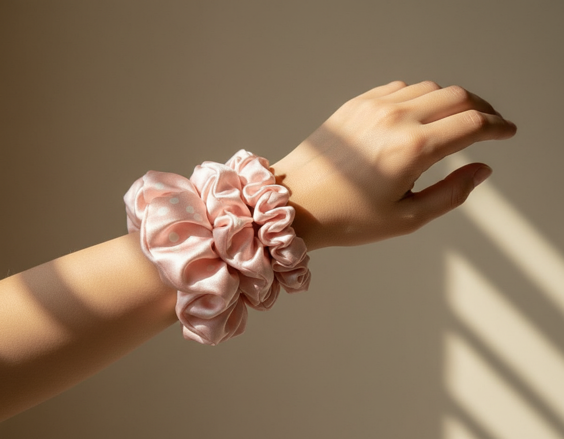 Dahlia Mulberry Silk Scrunchies Package