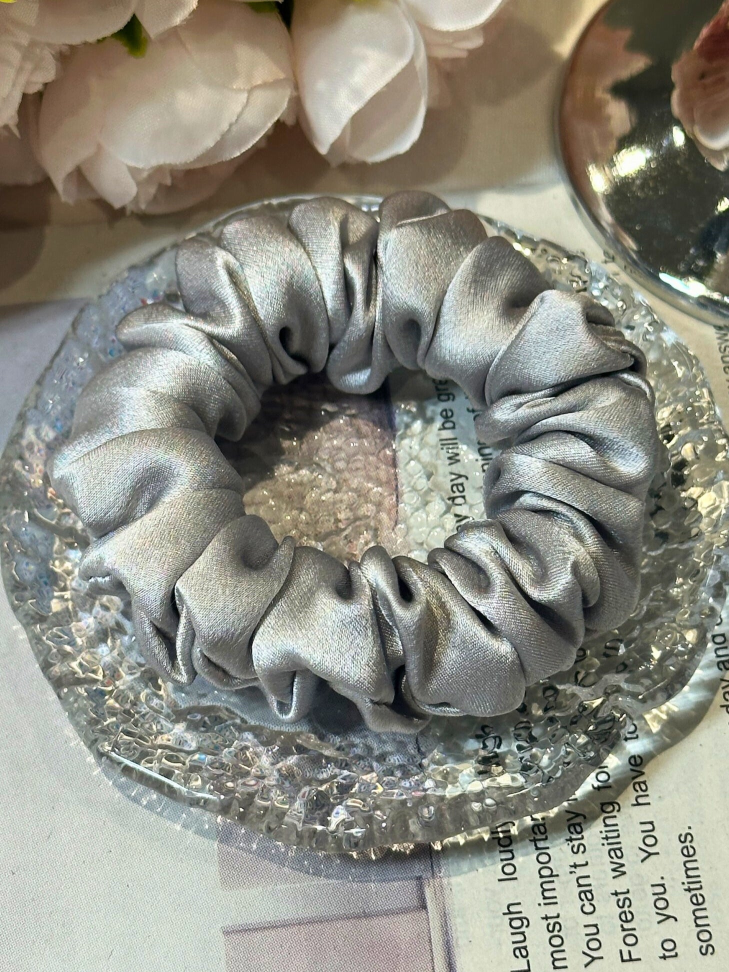 Small Dahlia Mulberry Silk Scrunchies