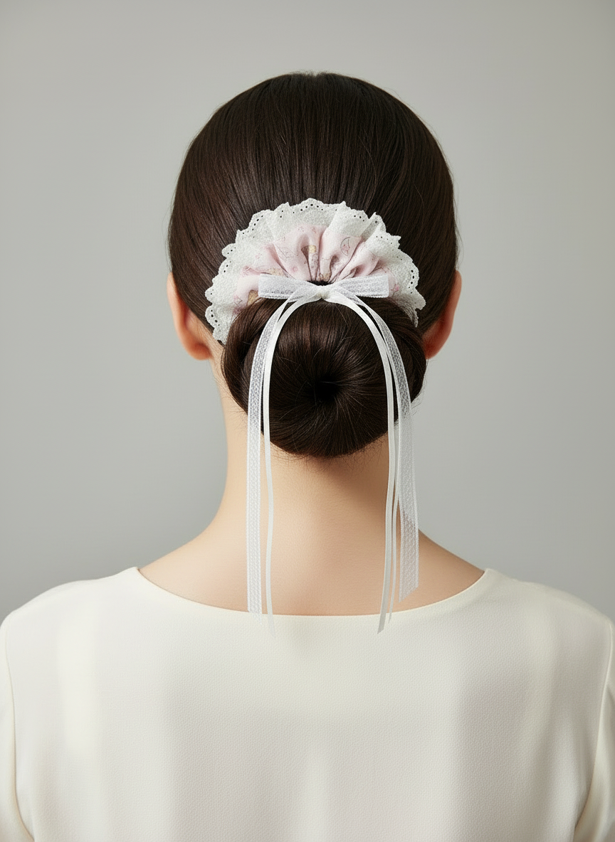Laced Floral Scrunchies with Ribbon Bow